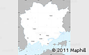 Gray Simple Map of Okajama, single color outside