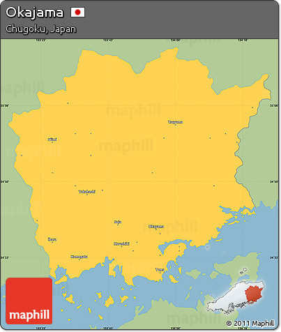 Savanna Style Simple Map of Okajama, single color outside