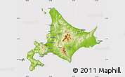 Physical Map of Hokkaido, cropped outside