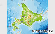 Physical Map of Hokkaido, shaded relief outside