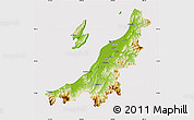 Physical Map of Niigata, cropped outside