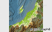 Physical Map of Niigata, darken