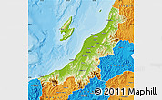 Physical Map of Niigata, political outside