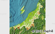 Physical Map of Niigata, satellite outside