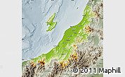 Physical Map of Niigata, semi-desaturated