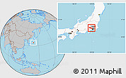 Gray Location Map of Tokyo, highlighted country