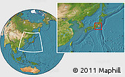 Satellite Location Map of Tokyo, within the entire country