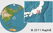 Satellite Location Map of Tokyo, highlighted country