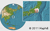 Satellite Location Map of Tokyo, highlighted parent region