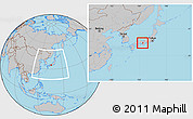 Gray Location Map of Osaka, within the entire country
