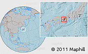 Gray Location Map of Osaka, hill shading
