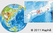 Physical Location Map of Osaka, highlighted country
