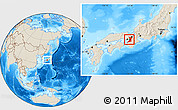 Shaded Relief Location Map of Osaka