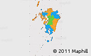 Political Simple Map of Kyushu, cropped outside