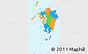 Political Simple Map of Kyushu, single color outside