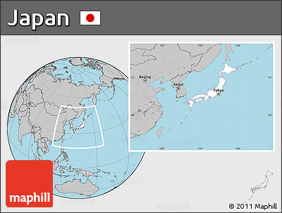 Blank Location Map of Japan, gray outside