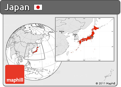Blank Location Map of Japan, highlighted continent