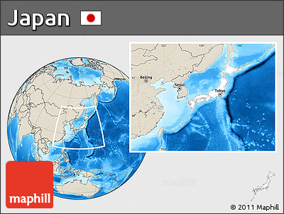Blank Location Map of Japan, shaded relief outside