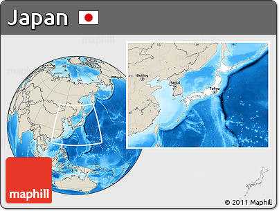 Blank Location Map of Japan, shaded relief outside