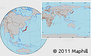 Gray Location Map of Japan, within the entire continent