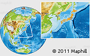 Political Location Map of Japan, physical outside