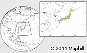 Savanna Style Location Map of Japan, blank outside