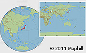 Savanna Style Location Map of Japan, within the entire continent