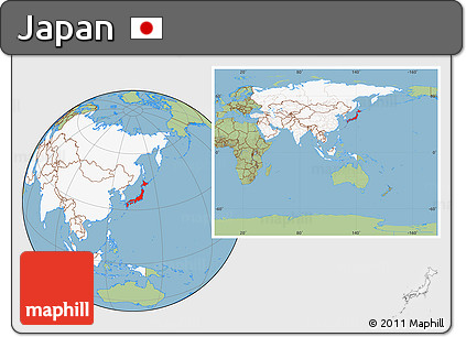 Savanna Style Location Map of Japan, highlighted continent, within the entire continent