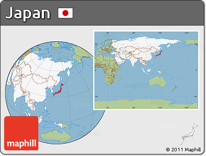 Savanna Style Location Map of Japan, highlighted continent, within the entire continent