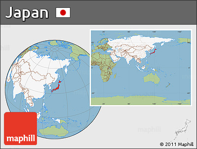 Savanna Style Location Map of Japan, highlighted continent, within the entire continent