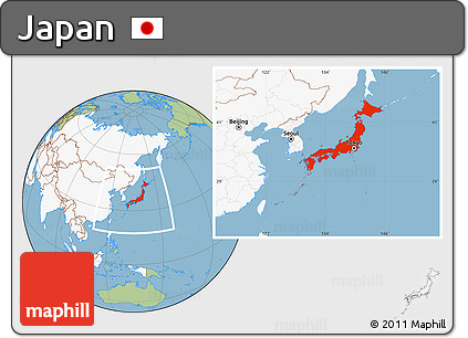 Savanna Style Location Map of Japan, highlighted continent