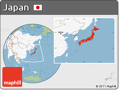 Savanna Style Location Map of Japan, highlighted continent