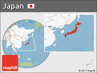 Savanna Style Location Map of Japan, highlighted continent
