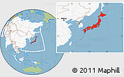 Savanna Style Location Map of Japan, highlighted continent