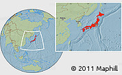 Savanna Style Location Map of Japan, hill shading