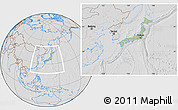 Savanna Style Location Map of Japan, lighten, desaturated, hill shading