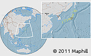 Savanna Style Location Map of Japan, lighten, desaturated, land only, hill shading