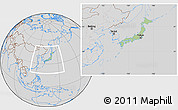 Savanna Style Location Map of Japan, lighten, desaturated