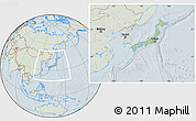 Savanna Style Location Map of Japan, lighten, hill shading