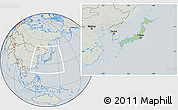 Savanna Style Location Map of Japan, lighten, semi-desaturated