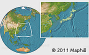 Savanna Style Location Map of Japan, satellite outside