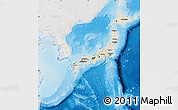 Shaded Relief Map of Japan, lighten, semi-desaturated, land only