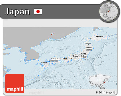Gray Panoramic Map of Japan, single color outside