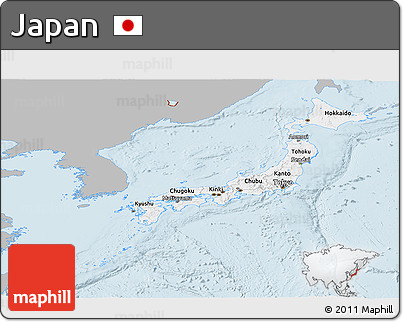 Gray Panoramic Map of Japan, single color outside