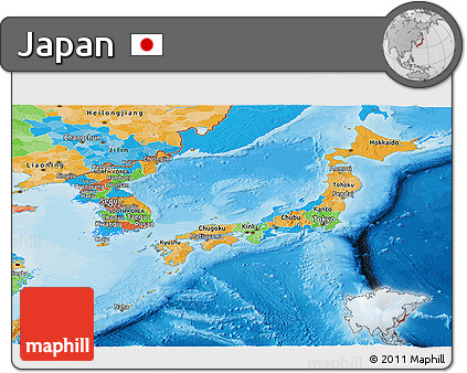 Political Panoramic Map of Japan
