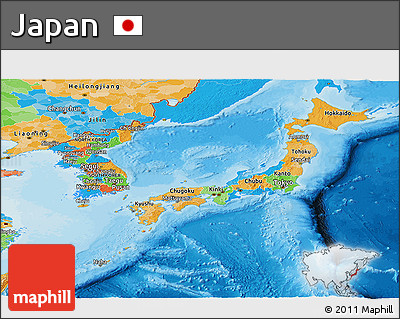 Political Panoramic Map of Japan