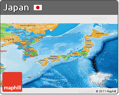 Political Panoramic Map of Japan