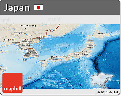 Shaded Relief Panoramic Map of Japan