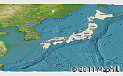 Shaded Relief Panoramic Map of Japan, satellite outside