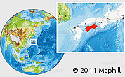 Physical Location Map of Shikoku, highlighted country